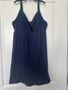 🌹Motherhood Maternity Navy Blue Satin-Trim Slip Dress